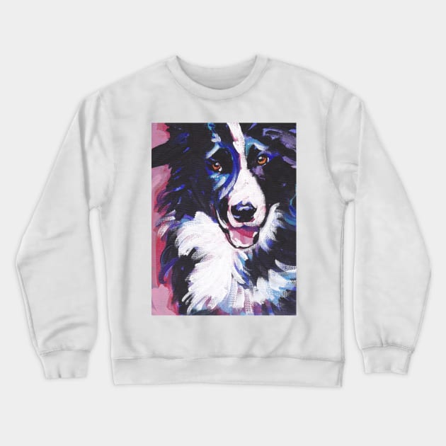 Border Collie Bright colorful pop dog art Crewneck Sweatshirt by bentnotbroken11